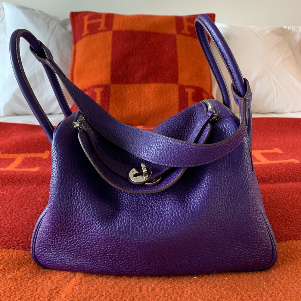Hermès Lindy 30cm Ultra Violet Purple Bag Clemence